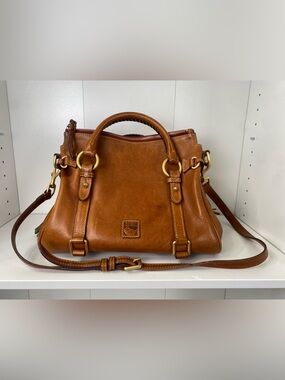Dooney and Bourke Florentine Satchel Natural Brown Leather Bag